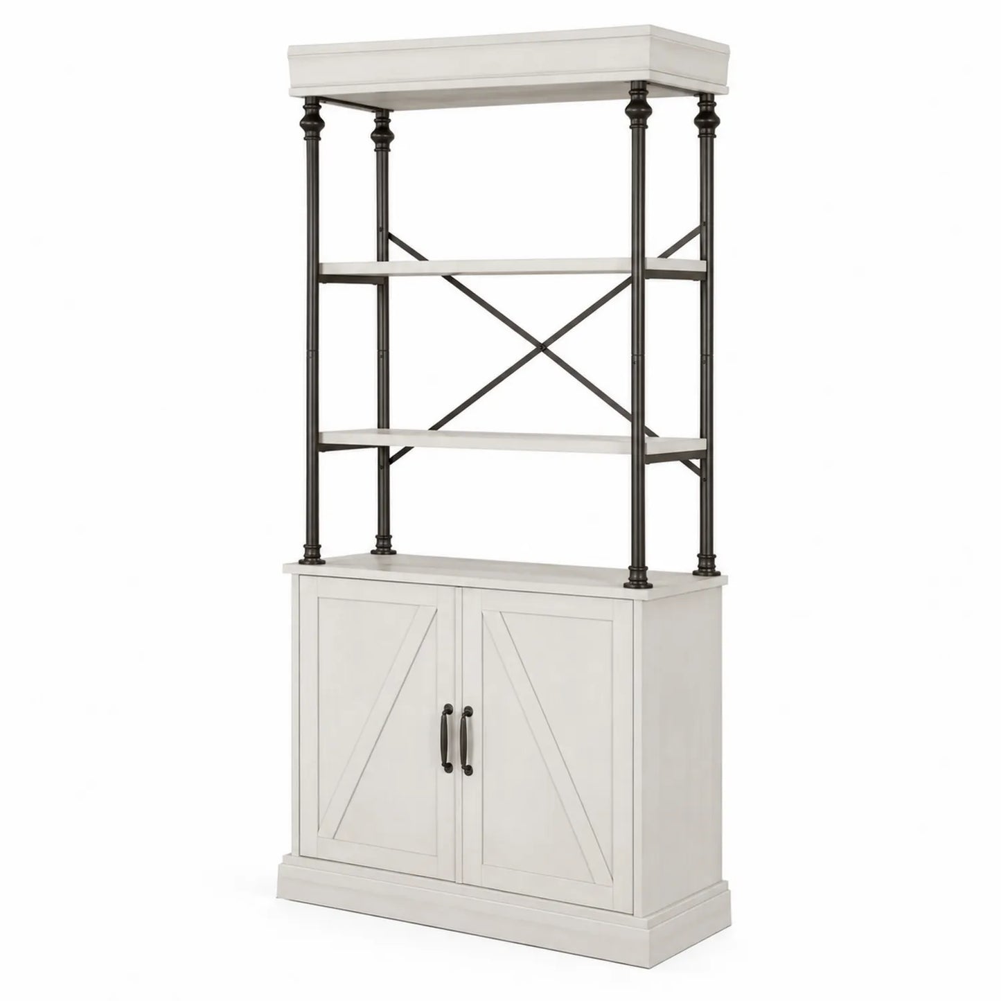Librería de madera y metal con armario 180x90x40 cm