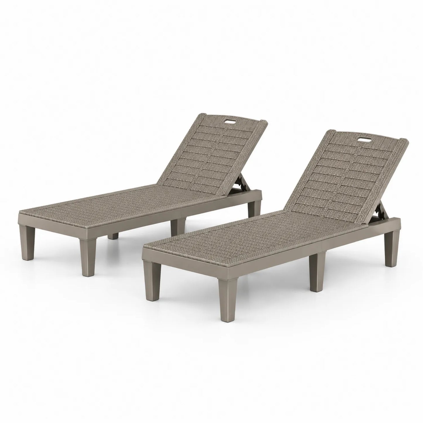 Conjunto de tumbonas ajustables de ratán sintético marrón 195x65x32 cm