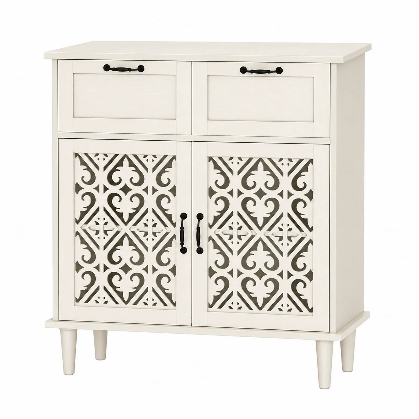 Aparador de Madera con Puertas Decorativas de 80x35x95cm