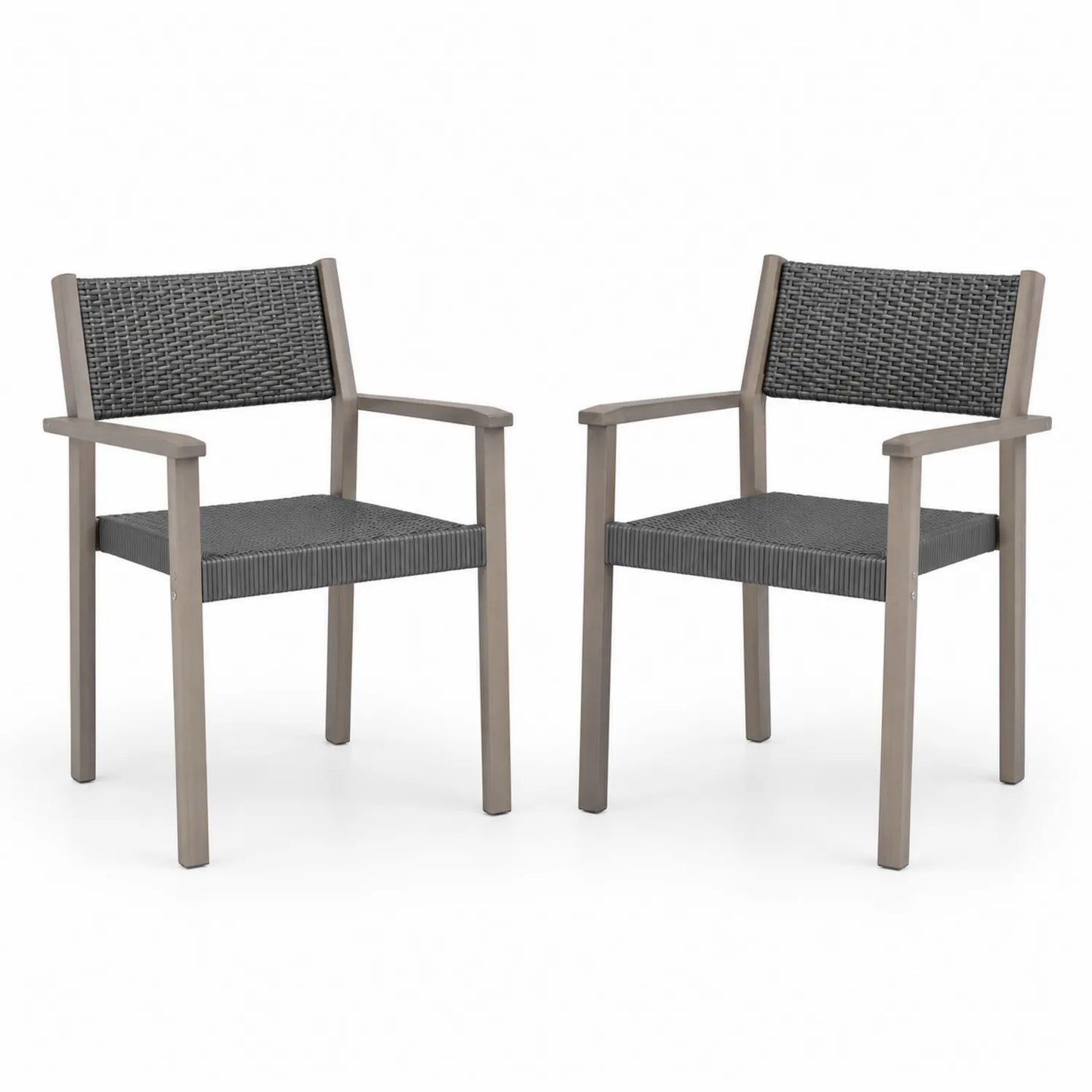 Conjunto de 2 sillas de aluminio y ratán sintético gris