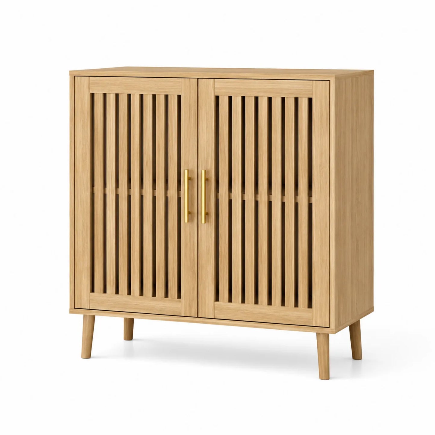 Aparador de Madera de Roble con Puertas de Listones