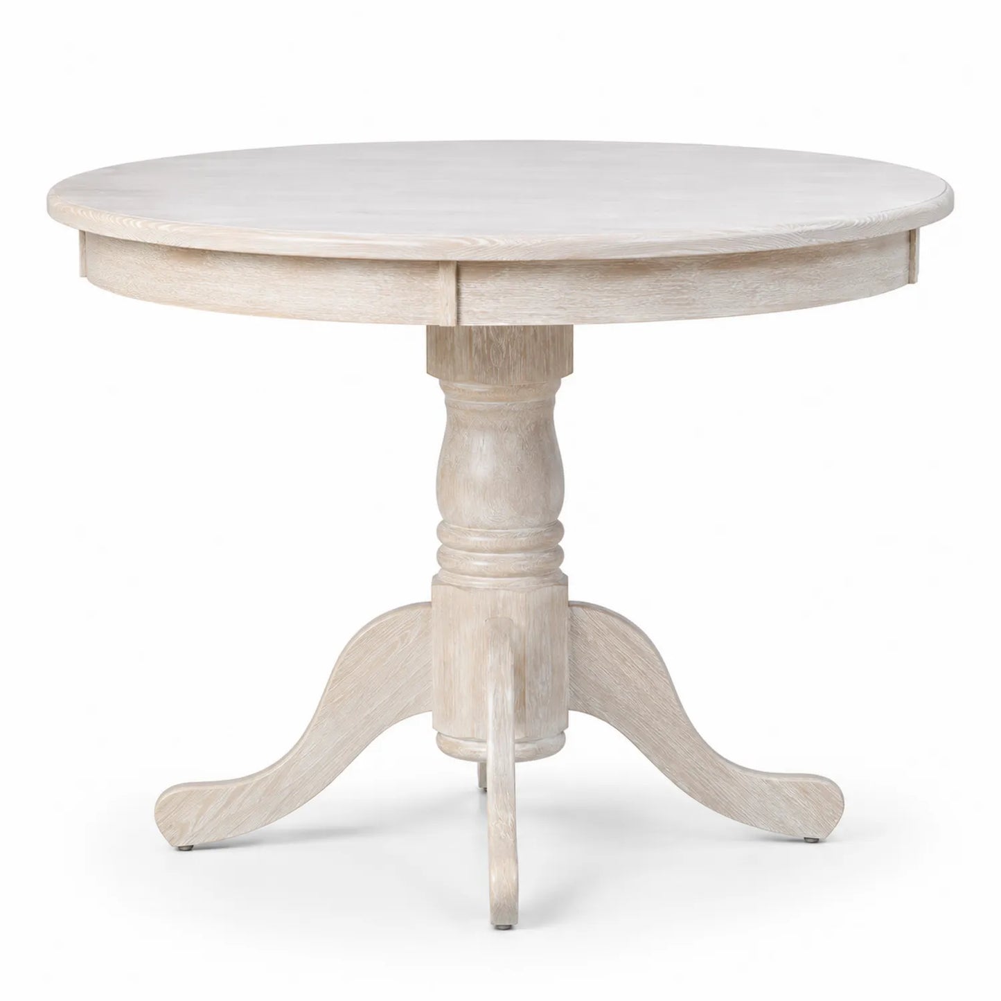 Mesa Redonda de Madera de Roble Blanco Envejecido