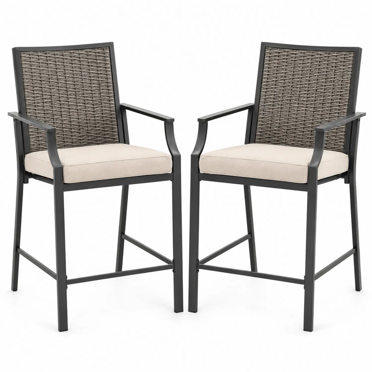 Juego de 2 sillas de exterior con estructura de aluminio y cojines de poliéster beige