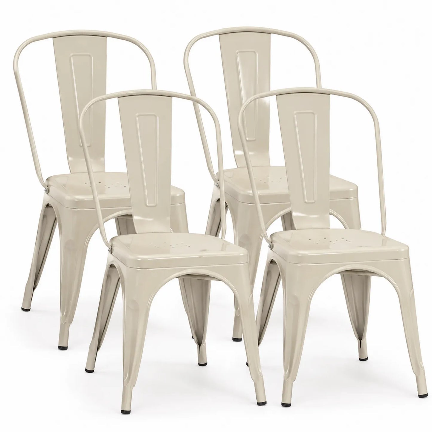 Juego de 4 Sillas de Metal Beige