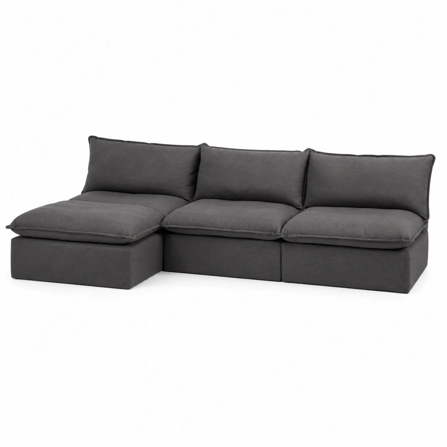 Sofá chaise longue modular en tela gris 300x150x85 cm