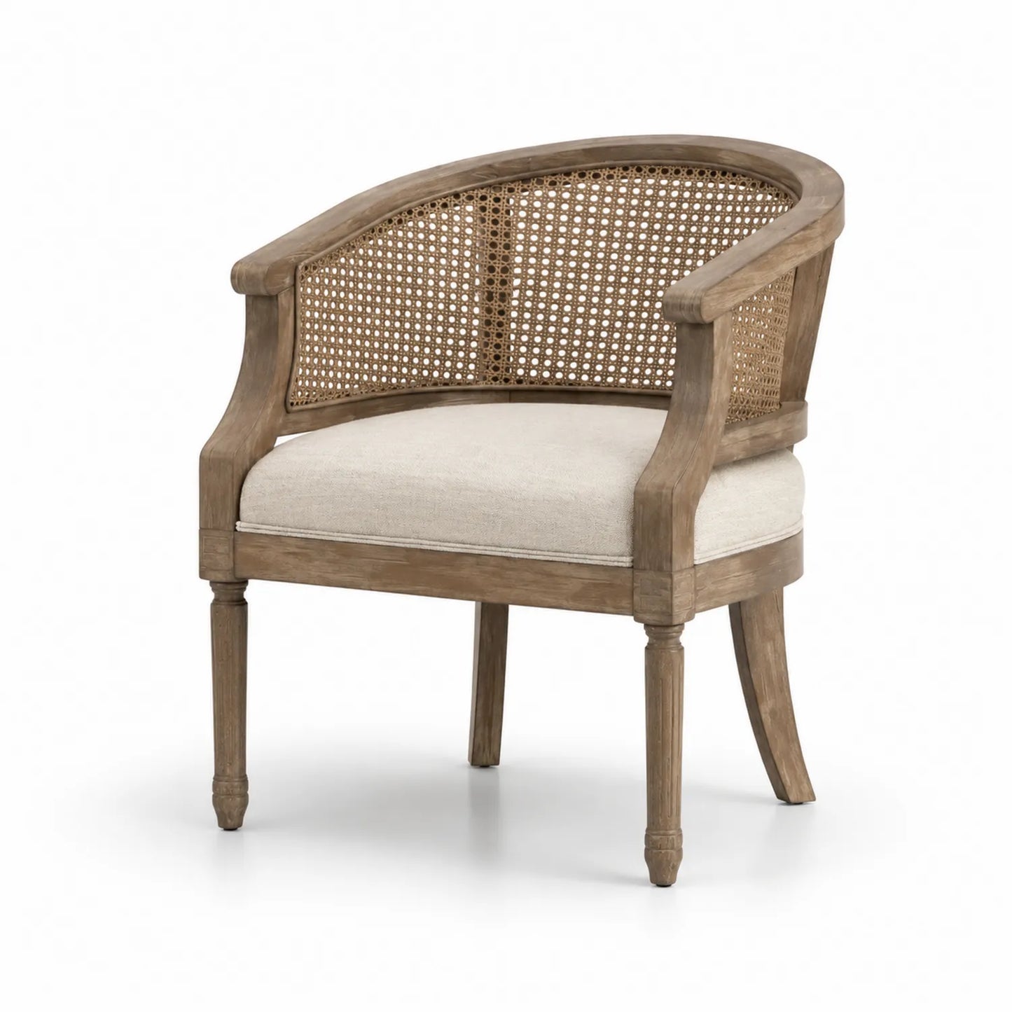 Silla de Madera y Ratán con Cojín Beige