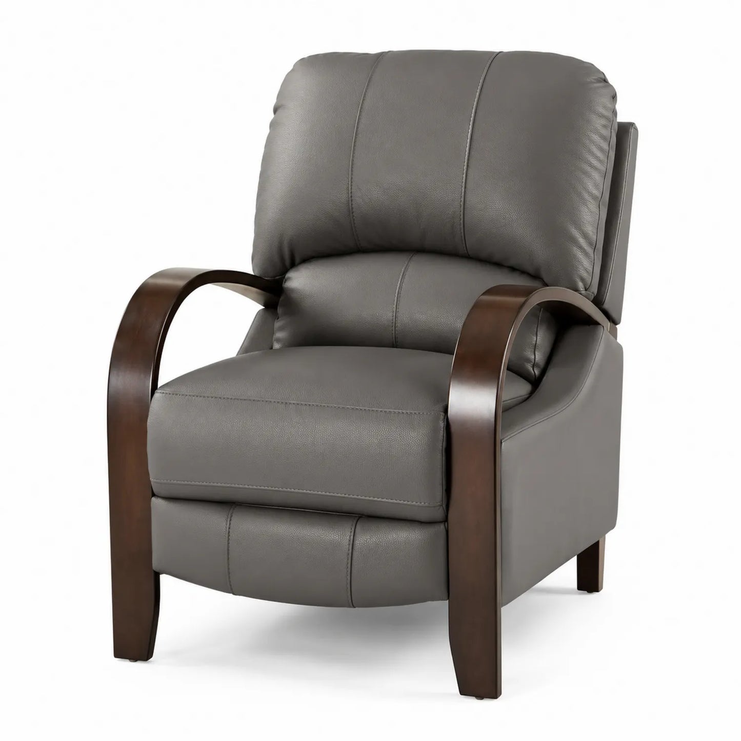 Silla reclinable de cuero sintético con estructura de madera