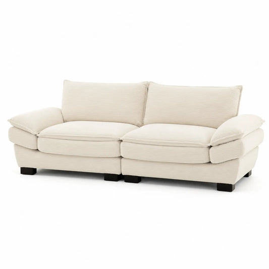 Sofá de dos plazas en tela de pana Beige