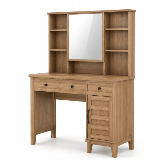Tocador de Madera con Espejo y Almacenamiento Roble