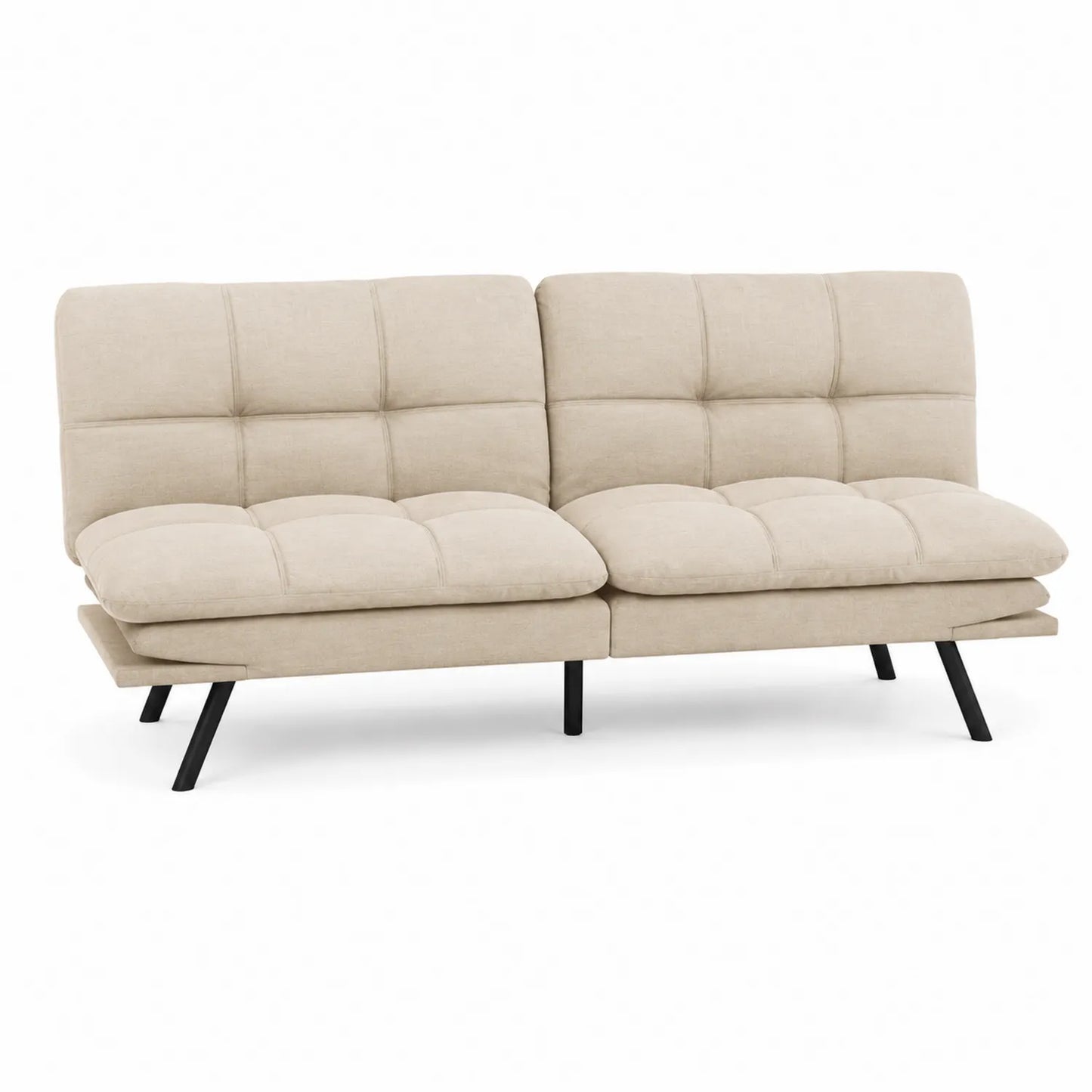 Sofá cama lino beige con patas de metal 190x85 cm