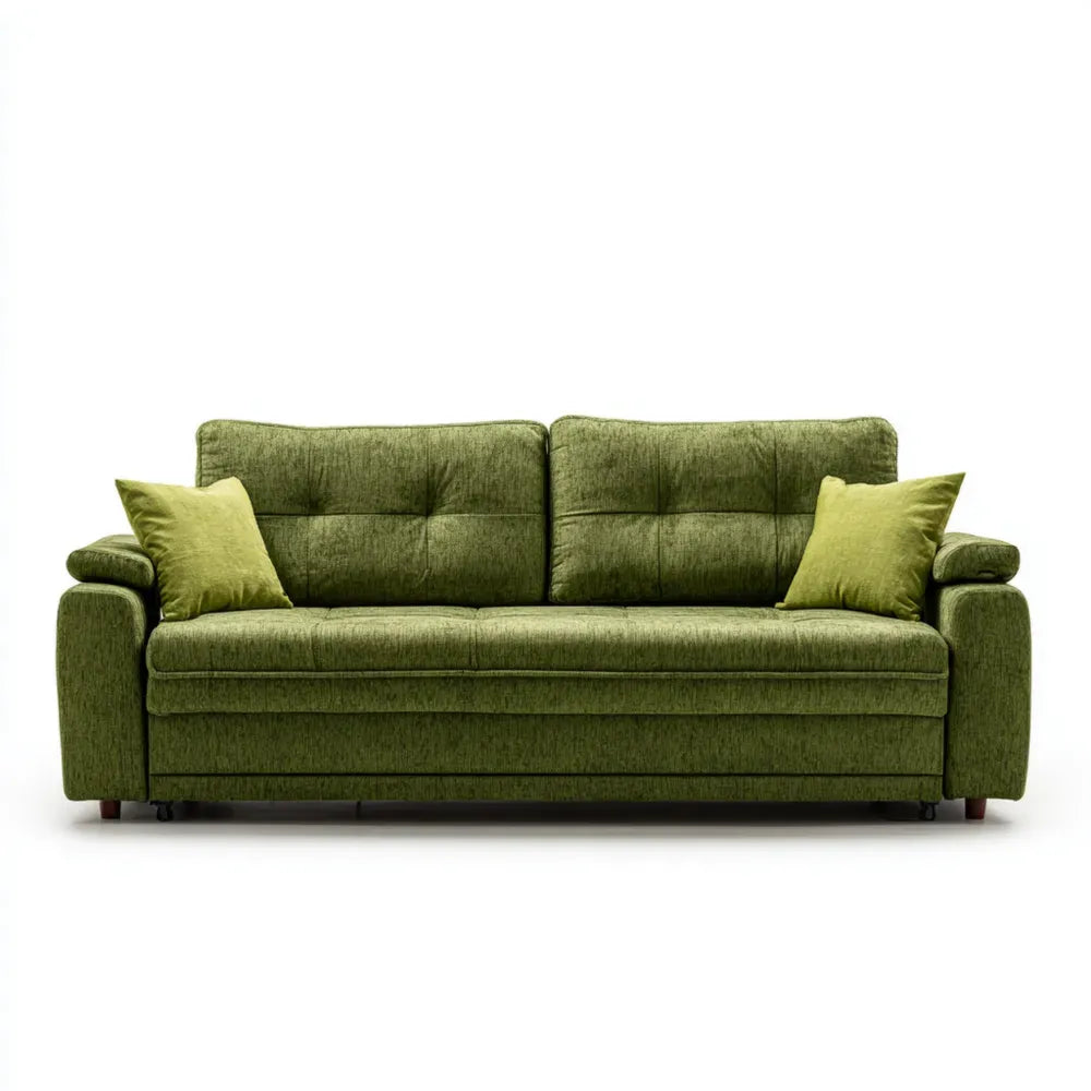 Upholstered Fabric Sofa 200x100x90 cm - Olive Green - Modern Style