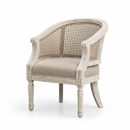 Silla de Madera y Ratán Beige