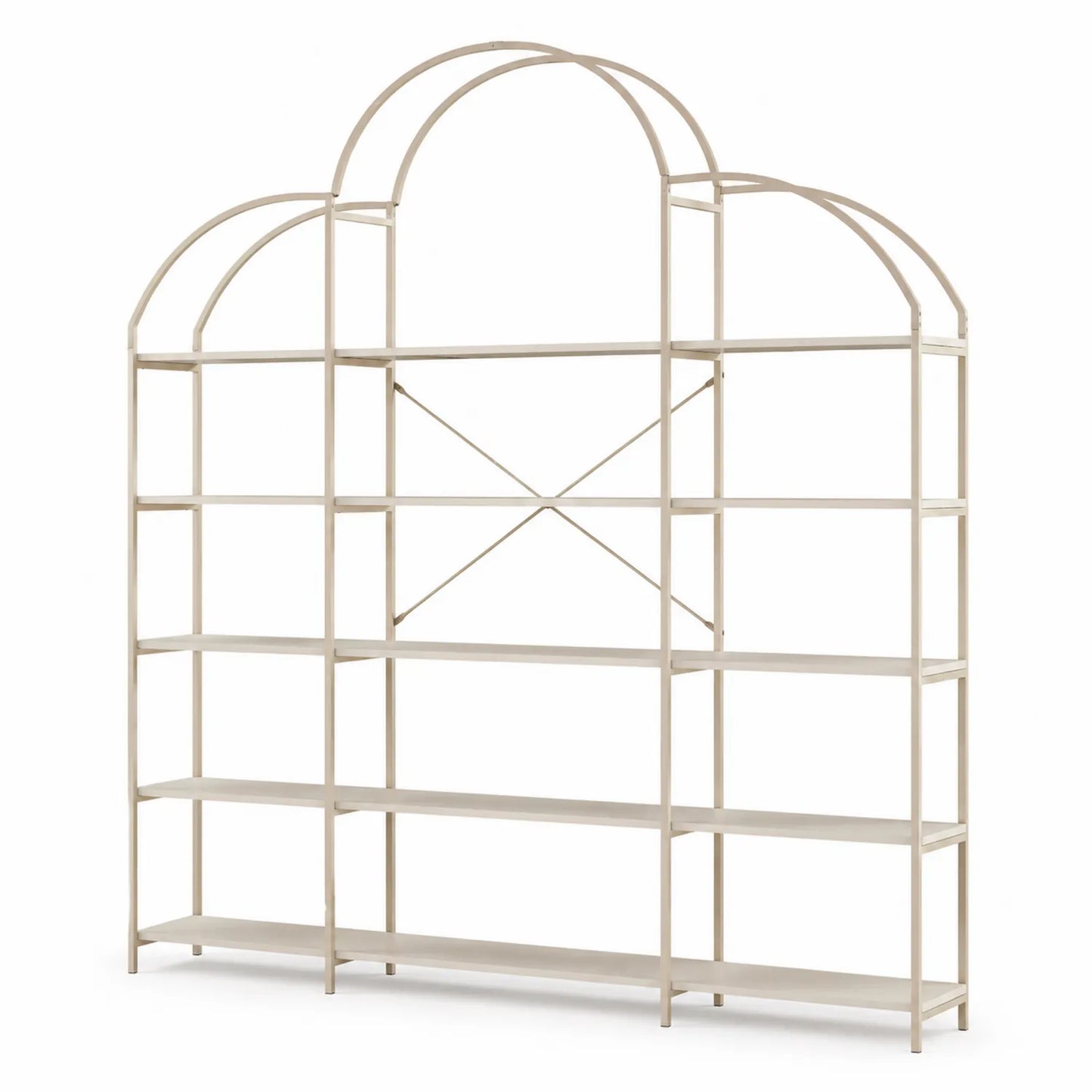 Estantería de metal beige con diseño arqueado 200x120x30 cm