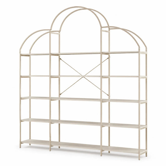 Estantería de metal beige con diseño arqueado 200x120x30 cm