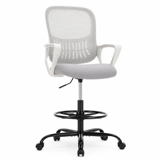 Silla ergonómica de oficina con respaldo de malla y base de metal