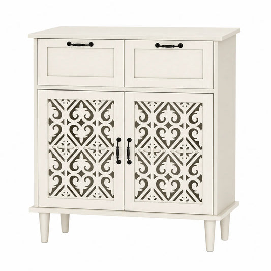 Aparador de Madera con Puertas Decorativas de 80x35x95cm