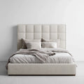 Double Bed Upholstered Fabric 200x140x100 cm - Beige - Modern Design