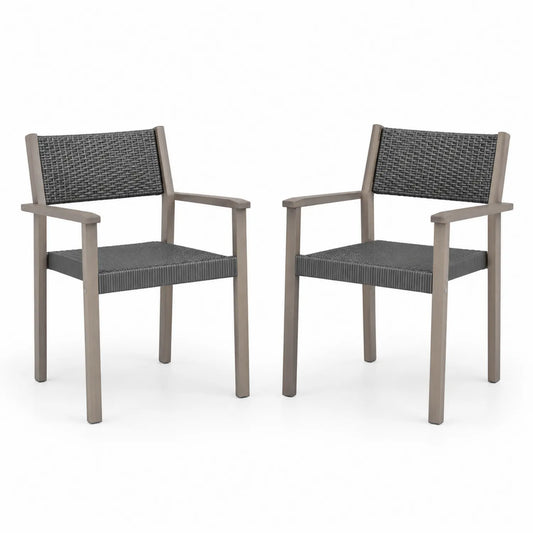Conjunto de 2 sillas de aluminio y ratán sintético gris
