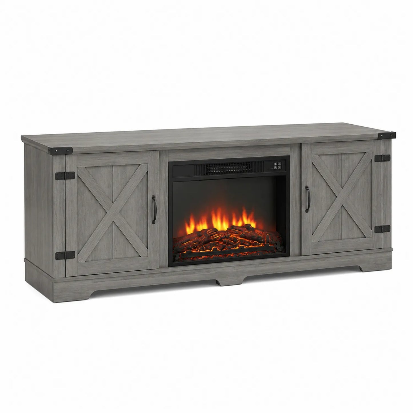 Mueble de TV con Chimenea Eléctrica Ajustable MDF Gris