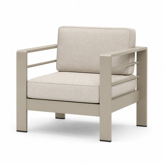 Sillón de Aluminio Beige con Cojines de Poliéster
