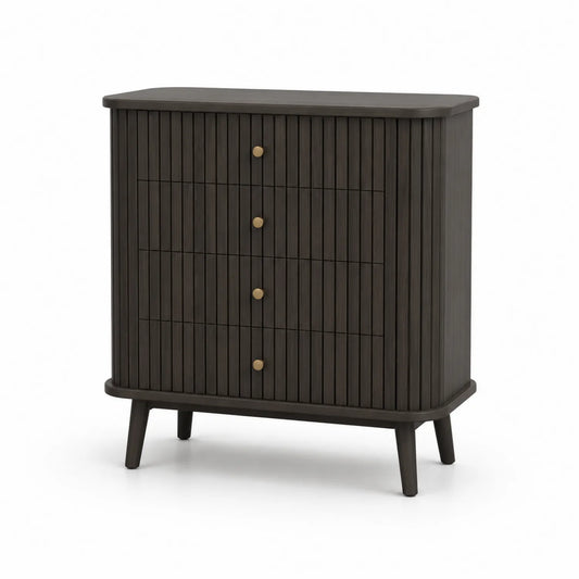 Cómoda de Madera con 4 Cajones, 80 cm x 40 cm x 100 cm