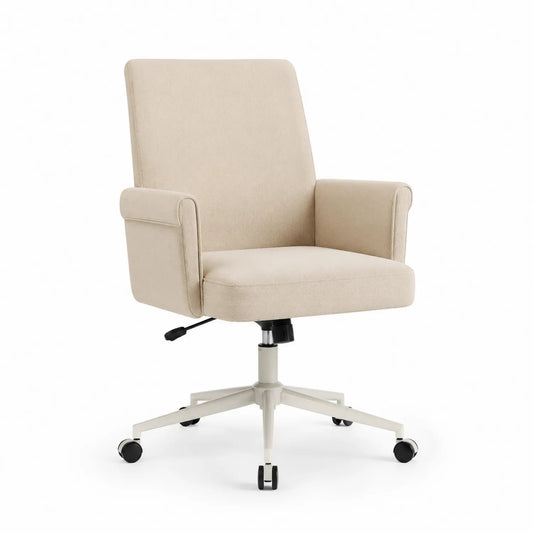 Silla de oficina con tapizado de poliéster y base de metal Beige