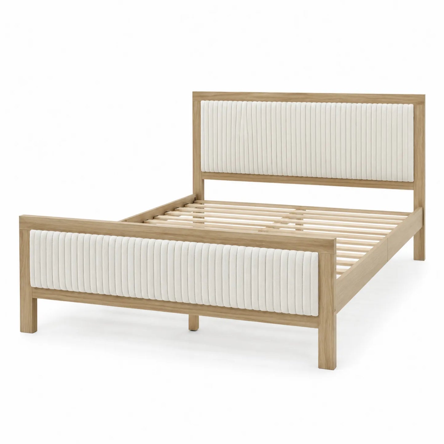 Cama de madera con cabecero tapizado, 200x160 cm