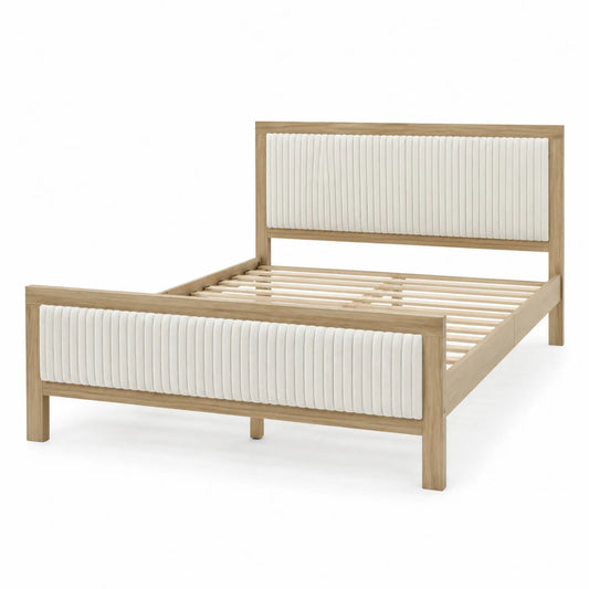 Cama de madera con cabecero tapizado, 200x160 cm