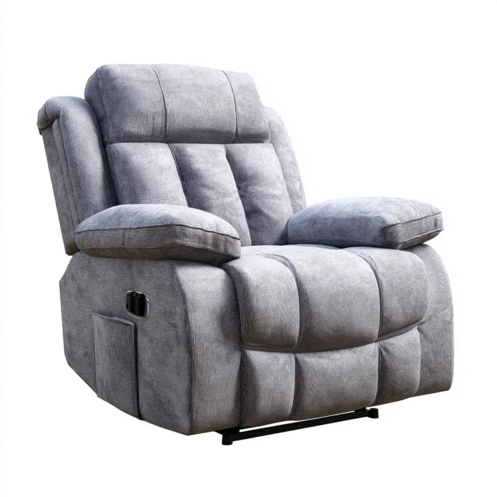 Recliner Chair Fabric Upholstery 100cm x 90cm x 80cm - Light Gray - Modern Design