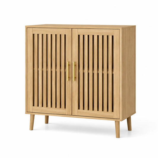 Aparador de Madera de Roble con Puertas de Listones