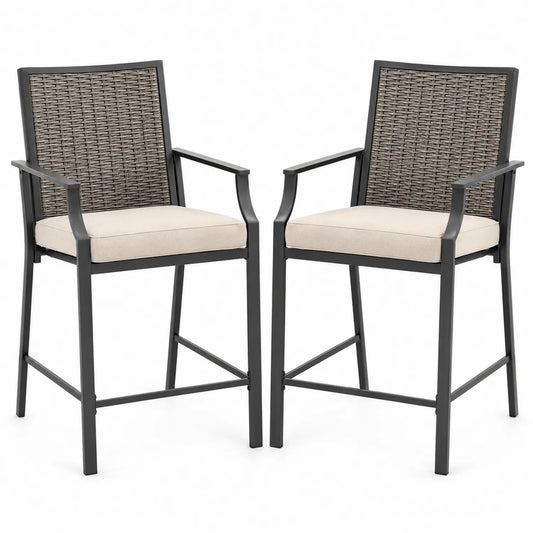 Juego de 2 sillas de exterior con estructura de aluminio y cojines de poliéster beige
