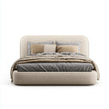 Modern Double Bed - Upholstered Fabric 200x150x100 cm - Cream