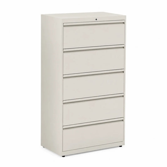 Archivador de metal beige de 5 cajones 130cm x 60cm x 40cm