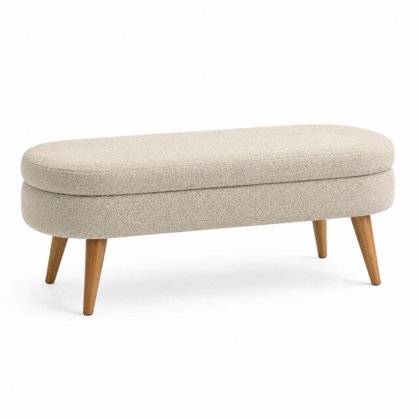 Banco de poliéster con patas de madera Beige