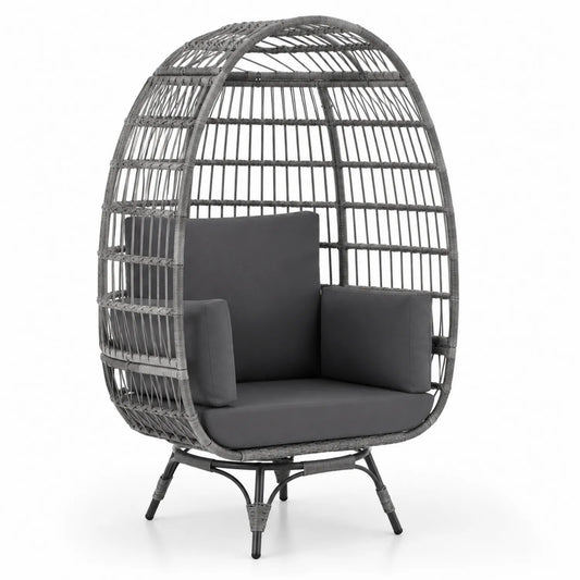 Silla de Ratán Sintético con Capucha Gris
