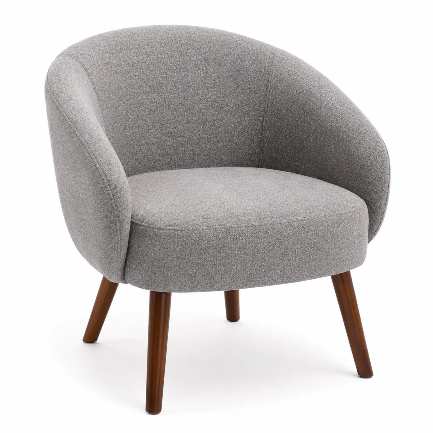 Silla tapizada gris con patas de madera