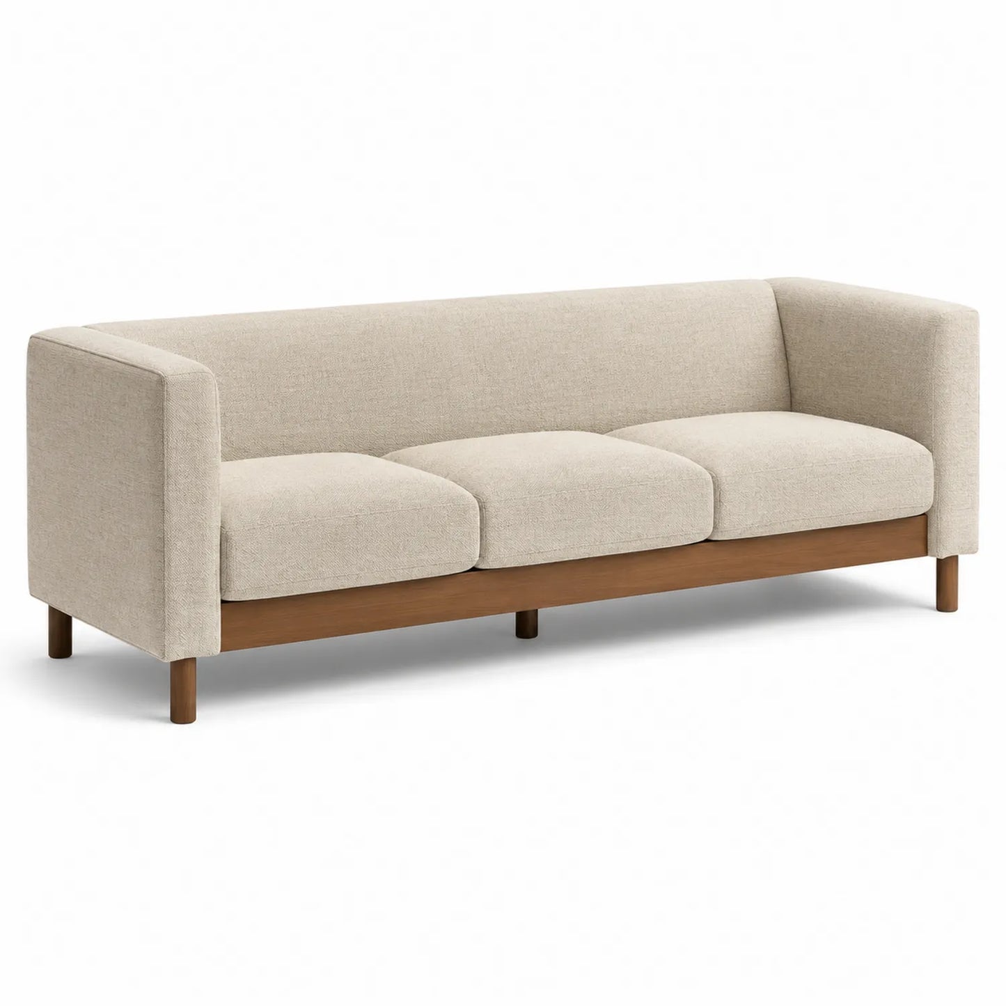 Sofá de Lino Beige con Base de Madera 200cm