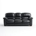 Leather Sofa 3-Seater 210x90x95 cm Black - Classic Design