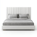Upholstered Double Bed Faux Leather 200x160x120 cm – White – Modern Design
