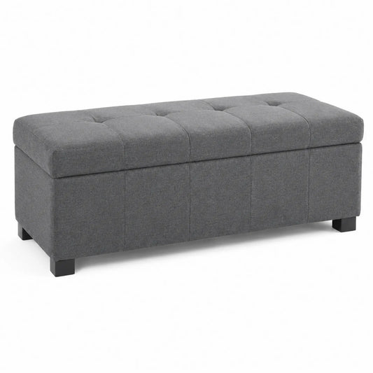 Banco de almacenamiento de tela gris 100x40x45 cm