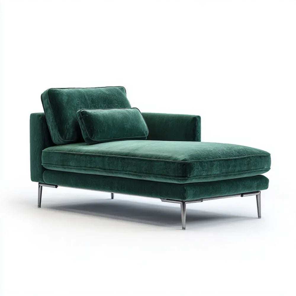 Emerald Green Chaise Lounge Velvet Upholstery 180x85x75 cm - Modern Design