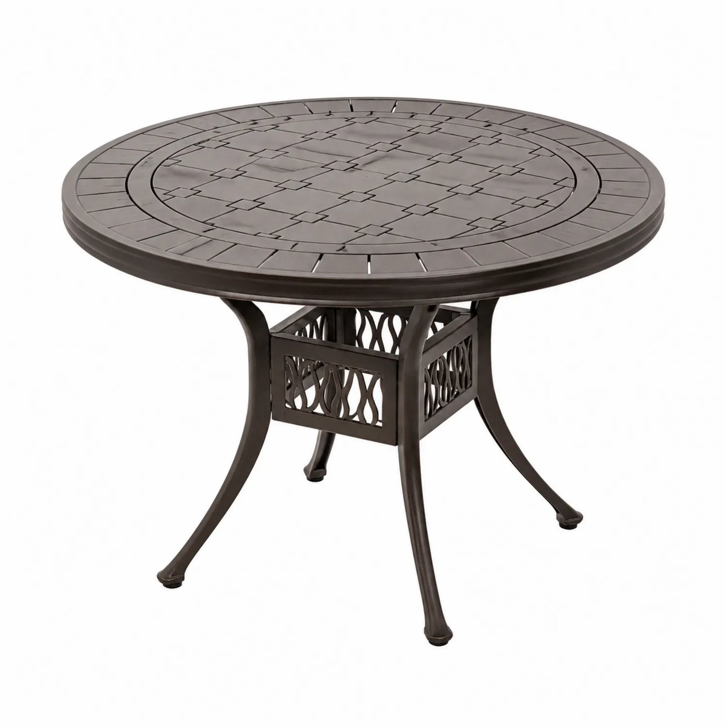 Mesa redonda de aluminio para exterior 110cm Marrón
