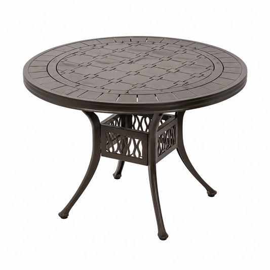 Mesa redonda de aluminio para exterior 110cm Marrón