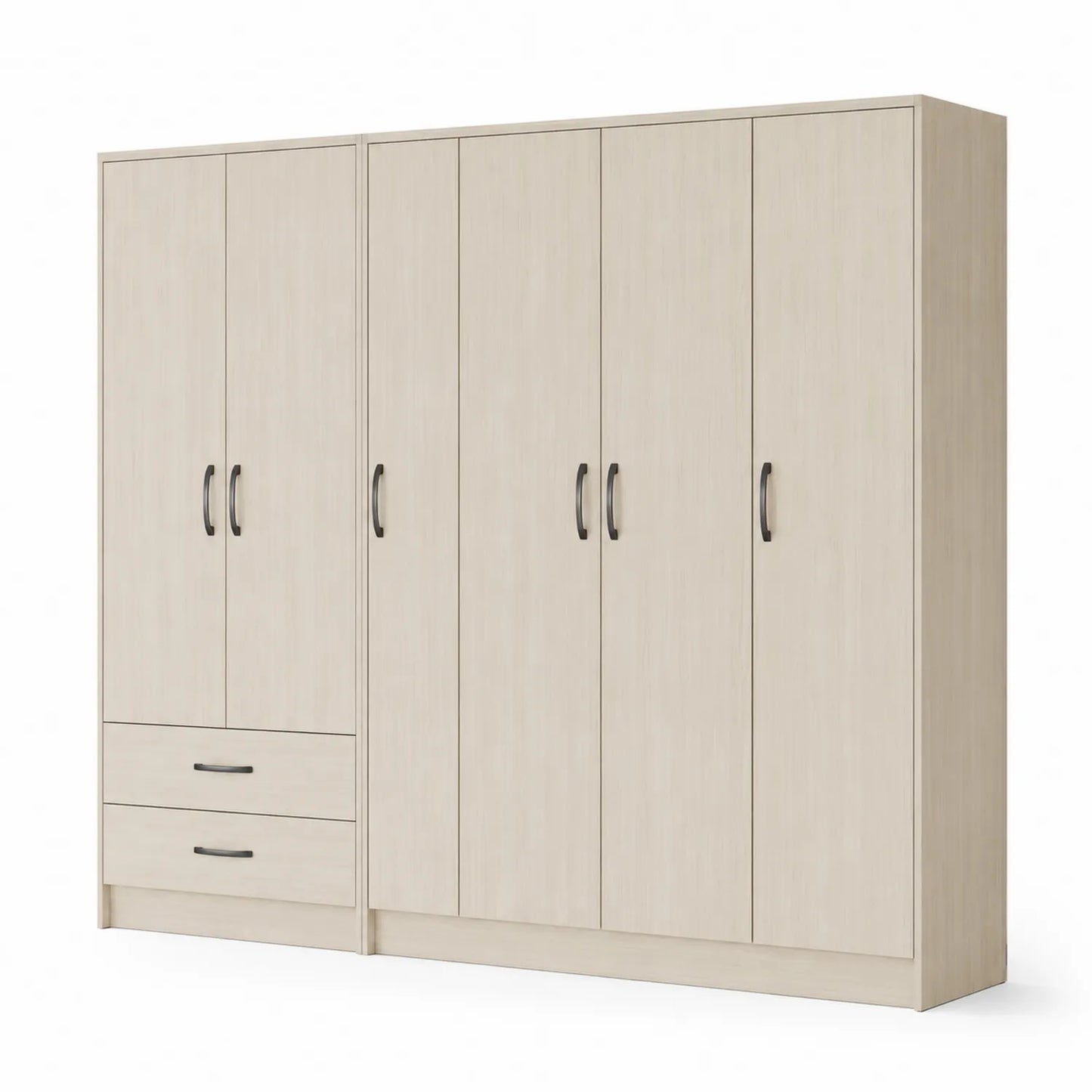 Armario de MDF con 5 puertas y 2 cajones 200x240x60 cm Beige