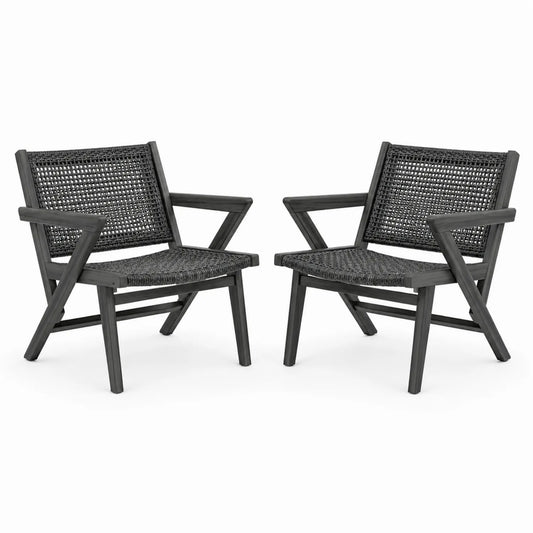 Juego de 2 Sillas de Madera con Revestimiento de Polietileno Negro