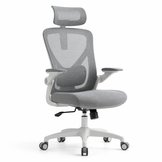 Silla de Oficina con Respaldo de Malla Gris