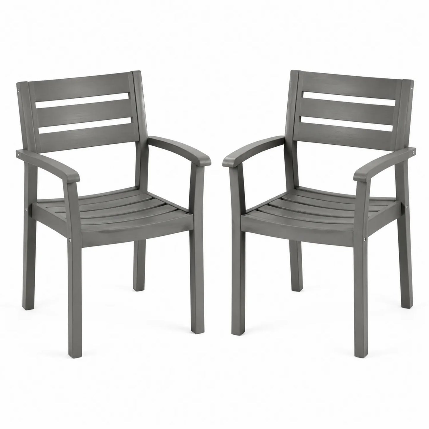 Conjunto de 2 Sillas de Polipropileno para Exterior Gris