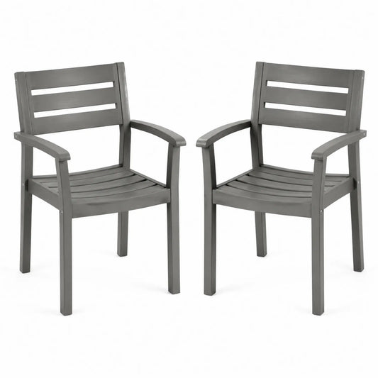 Conjunto de 2 Sillas de Polipropileno para Exterior Gris