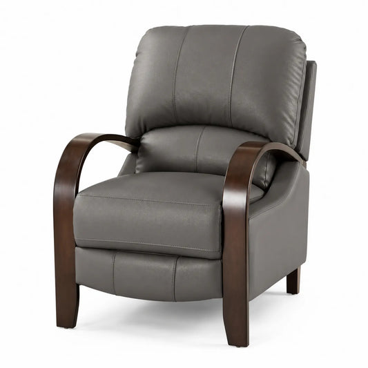 Silla reclinable de cuero sintético con estructura de madera