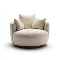 Swivel Armchair Boucle Fabric 90x90x75 cm - Cream - Contemporary Design